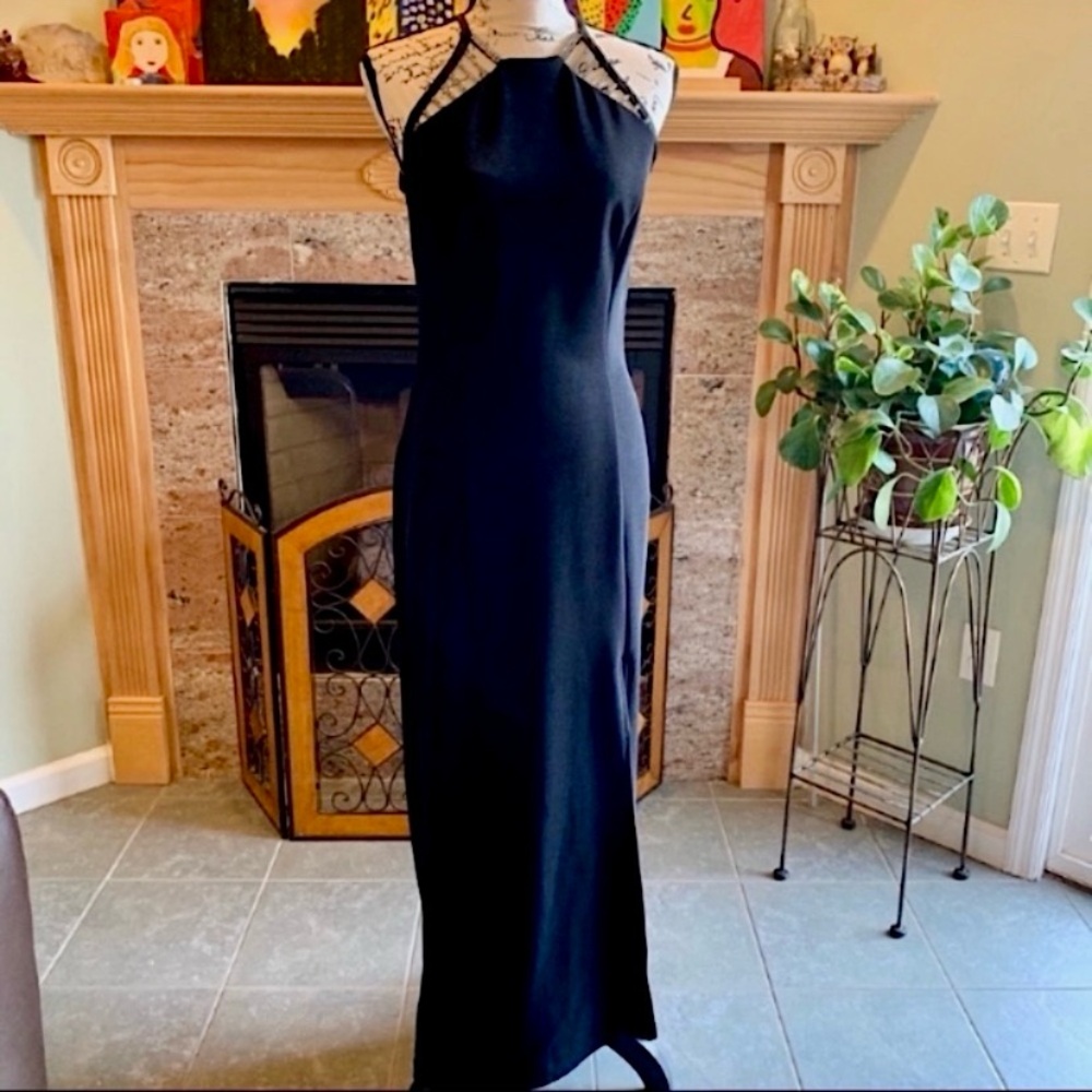 Bari Jay Black Jeweled Evening Gown Size Medium